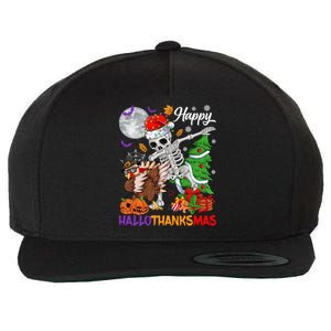 Dabbing Skeleton Turkey Christmas Tree Happy Hallothanksmas Gift Wool Snapback Cap