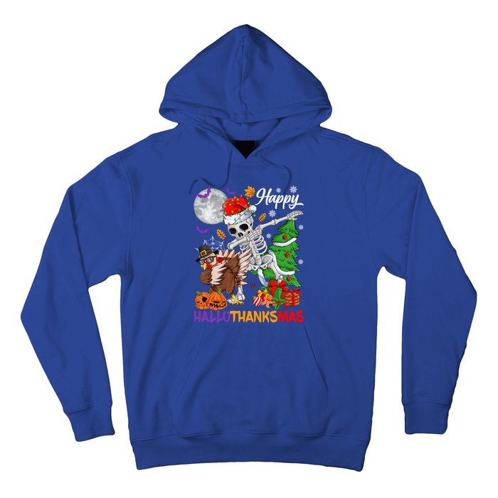 Dabbing Skeleton Turkey Christmas Tree Happy Hallothanksmas Gift Hoodie