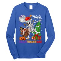 Dabbing Skeleton Turkey Christmas Tree Happy Hallothanksmas Gift Long Sleeve Shirt