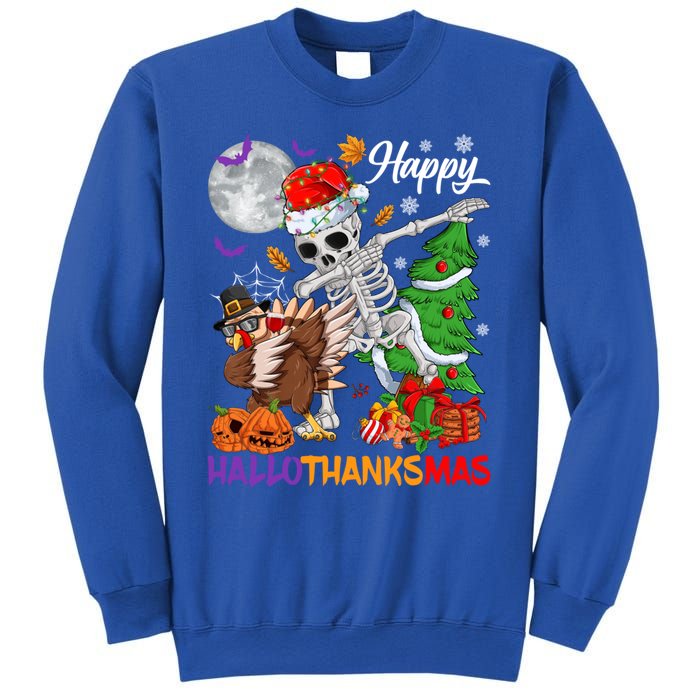 Dabbing Skeleton Turkey Christmas Tree Happy Hallothanksmas Gift Sweatshirt