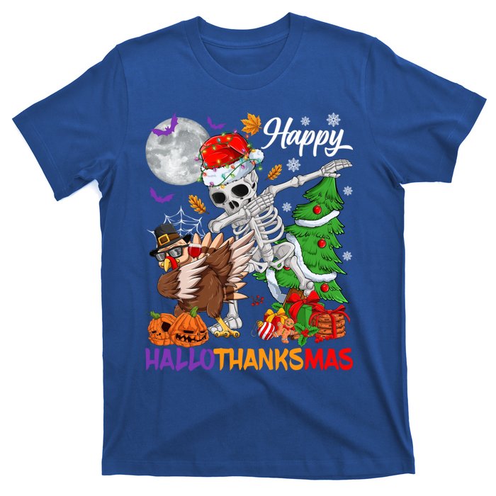 Dabbing Skeleton Turkey Christmas Tree Happy Hallothanksmas Gift T-Shirt