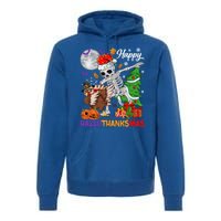 Dabbing Skeleton Turkey Christmas Tree Happy Hallothanksmas Gift Premium Hoodie