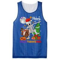 Dabbing Skeleton Turkey Christmas Tree Happy Hallothanksmas Gift Mesh Reversible Basketball Jersey Tank