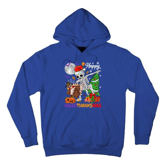 Dabbing Skeleton Turkey Christmas Tree Happy Hallothanksmas Gift Tall Hoodie