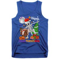 Dabbing Skeleton Turkey Christmas Tree Happy Hallothanksmas Gift Tank Top