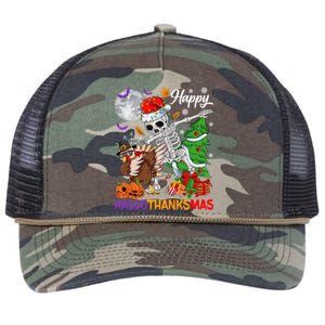 Dabbing Skeleton Turkey Christmas Tree Happy Hallothanksmas Gift Retro Rope Trucker Hat Cap