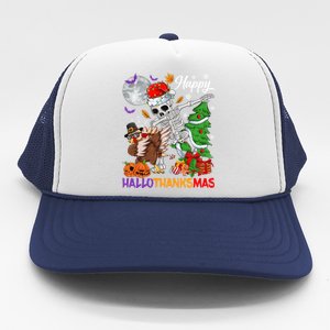 Dabbing Skeleton Turkey Christmas Tree Happy Hallothanksmas Gift Trucker Hat