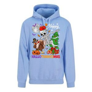 Dabbing Skeleton Turkey Christmas Tree Happy Hallothanksmas Gift Unisex Surf Hoodie