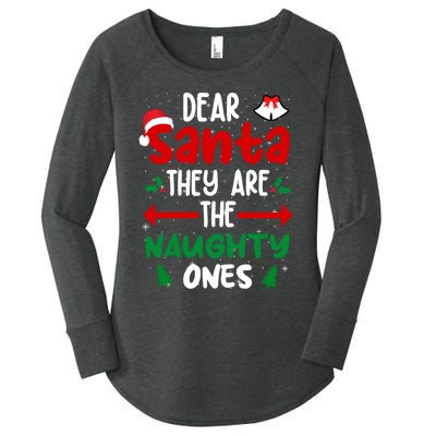 Dear Santa They Are The Naughty Ones Christmas Pajama Women's Perfect Tri Tunic Long Sleeve Shirt