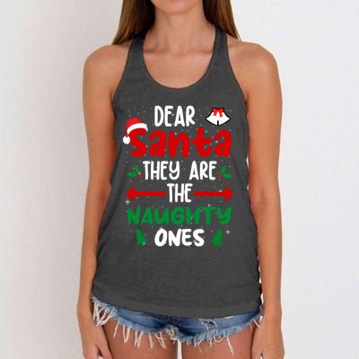 Dear Santa They Are The Naughty Ones Christmas Pajama Women's Knotted Racerback Tank