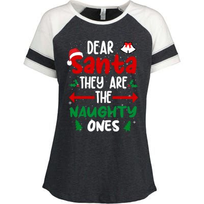 Dear Santa They Are The Naughty Ones Christmas Pajama Enza Ladies Jersey Colorblock Tee