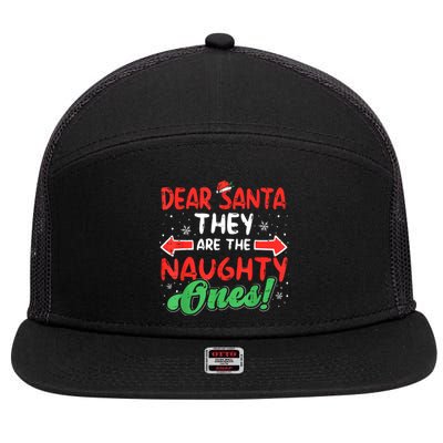 Dear Santa They Naughty Ones Christmas Xmas 7 Panel Mesh Trucker Snapback Hat