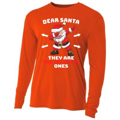 Dear Santa TheyRe The Naughty Ones Christmas Dabbing Santa Meaningful Gift Cooling Performance Long Sleeve Crew