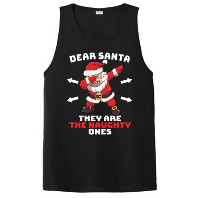 Dear Santa TheyRe The Naughty Ones Christmas Dabbing Santa Meaningful Gift PosiCharge Competitor Tank