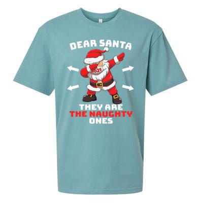 Dear Santa TheyRe The Naughty Ones Christmas Dabbing Santa Meaningful Gift Sueded Cloud Jersey T-Shirt