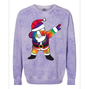 Dabbing Santa Tie Dye Christmas Long Sleeve Dab Colorblast Crewneck Sweatshirt