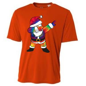 Dabbing Santa Tie Dye Christmas Long Sleeve Dab Cooling Performance Crew T-Shirt