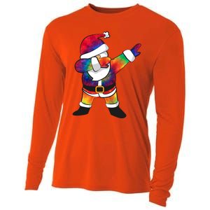 Dabbing Santa Tie Dye Christmas Long Sleeve Dab Cooling Performance Long Sleeve Crew