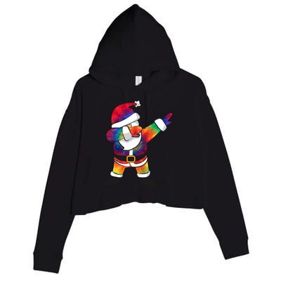 Dabbing Santa Tie Dye Christmas Long Sleeve Dab Crop Fleece Hoodie