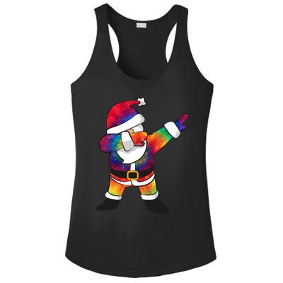 Dabbing Santa Tie Dye Christmas Long Sleeve Dab Ladies PosiCharge Competitor Racerback Tank