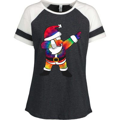 Dabbing Santa Tie Dye Christmas Long Sleeve Dab Enza Ladies Jersey Colorblock Tee