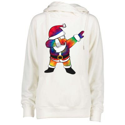 Dabbing Santa Tie Dye Christmas Long Sleeve Dab Womens Funnel Neck Pullover Hood