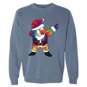 Dabbing Santa Tie Dye Christmas Long Sleeve Dab Garment-Dyed Sweatshirt