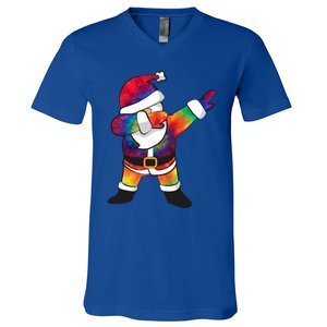 Dabbing Santa Tie Dye Christmas Long Sleeve Dab V-Neck T-Shirt