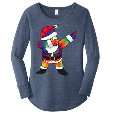 Dabbing Santa Tie Dye Christmas Long Sleeve Dab Women's Perfect Tri Tunic Long Sleeve Shirt