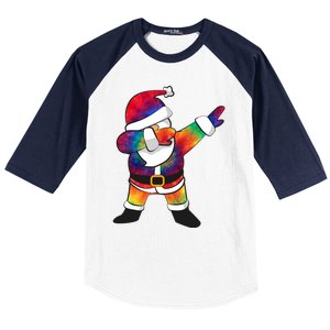 Dabbing Santa Tie Dye Christmas Long Sleeve Dab Baseball Sleeve Shirt