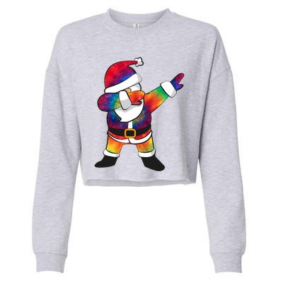 Dabbing Santa Tie Dye Christmas Long Sleeve Dab Cropped Pullover Crew