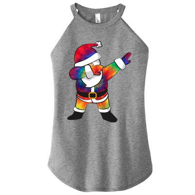 Dabbing Santa Tie Dye Christmas Long Sleeve Dab Women's Perfect Tri Rocker Tank