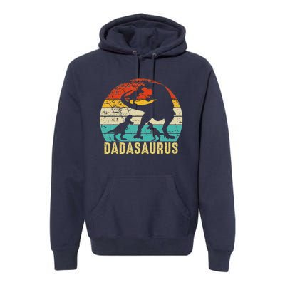 Dada Saurus T Rex Dada Dinosaur 3 Three Fathers Day Premium Hoodie