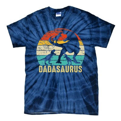 Dada Saurus T Rex Dada Dinosaur 3 Three Fathers Day Tie-Dye T-Shirt