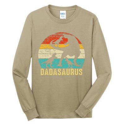 Dada Saurus T Rex Dada Dinosaur 3 Three Fathers Day Tall Long Sleeve T-Shirt