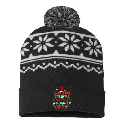 Dear Santa They Are The Naughty Ones Christmas Red Plaid USA-Made Snowflake Beanie