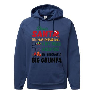 Dear Santa This Year I Would Like To Become A Big Grumpa Performance Fleece Hoodie