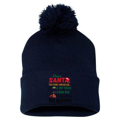 Dear Santa This Year I Would Like To Become A Big Grumpa Pom Pom 12in Knit Beanie