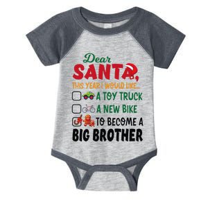 Dear Santa This Year I Would Like To Become A Big Brother Infant Baby Jersey Bodysuit