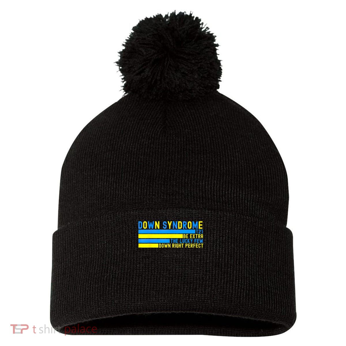 Down Syndrome T21 Be Extra The Lucky Few Down Right Perfect Pom Pom 12in Knit Beanie