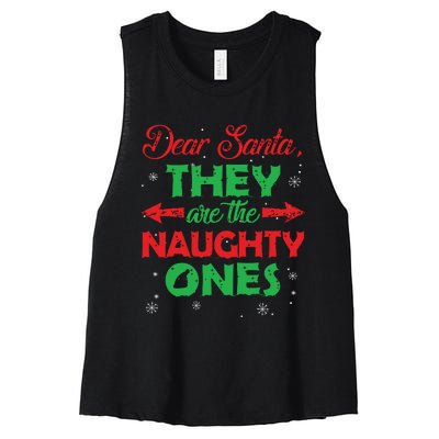 Dear Santa They Are The Naughty Ones Christmas Gift Women's Racerback Cropped Tank