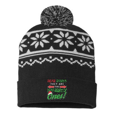 Dear Santa They Are The Naughty Ones Funny Christmas Gifts USA-Made Snowflake Beanie