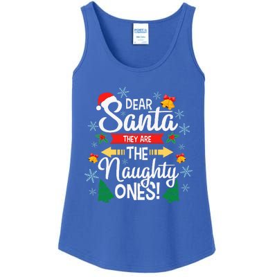 Dear Santa They Are The Naughty Ones Christmas Pajama Gifts  Ladies Essential Tank