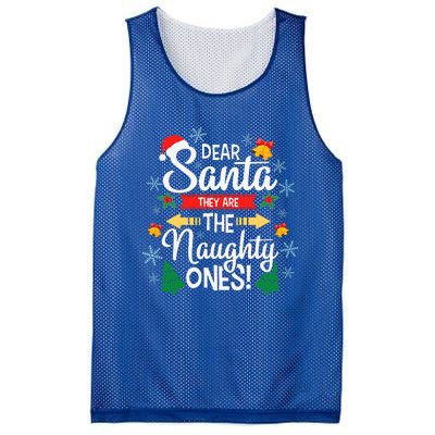 Dear Santa They Are The Naughty Ones Christmas Pajama Gifts  Mesh Reversible Basketball Jersey Tank