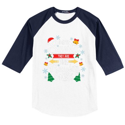 Dear Santa They Are The Naughty Ones Christmas Pajama Gifts  Baseball Sleeve Shirt