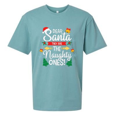 Dear Santa They Are The Naughty Ones Christmas Pajama Gifts  Sueded Cloud Jersey T-Shirt