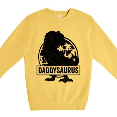 Daddy Saurus T Rex Dinosaur Daddysaurus Family Matching Cute Gift Premium Crewneck Sweatshirt