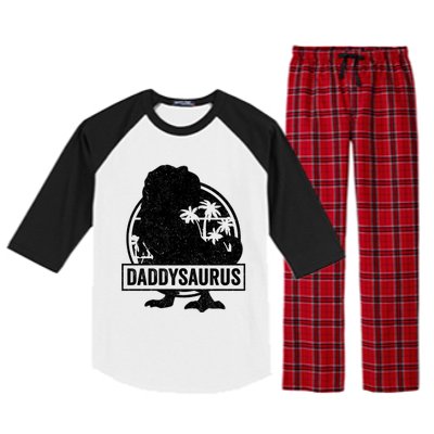 Daddy Saurus T Rex Dinosaur Daddysaurus Family Matching Cute Gift Raglan Sleeve Pajama Set