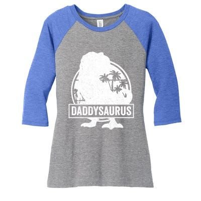 Daddy Saurus T Rex Dinosaur Daddysaurus Family Matching Cute Gift Women's Tri-Blend 3/4-Sleeve Raglan Shirt