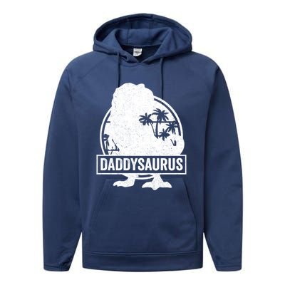 Daddy Saurus T Rex Dinosaur Daddysaurus Family Matching Cute Gift Performance Fleece Hoodie